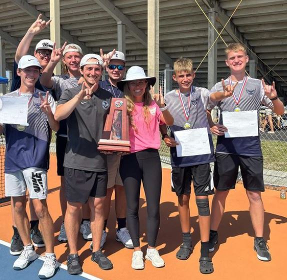  Boys Tennis team with District runner up trophy